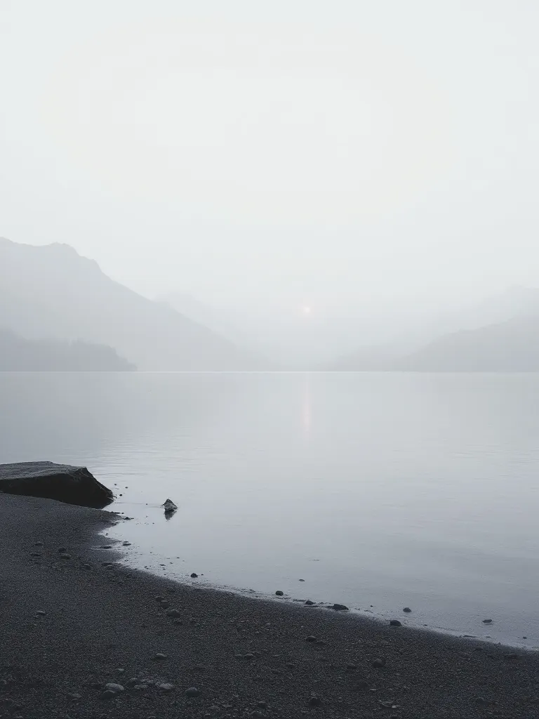 Le Léman à l’aube, dans la brume